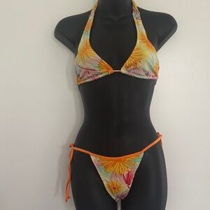 Floral Halter Brazilian Bikini Set